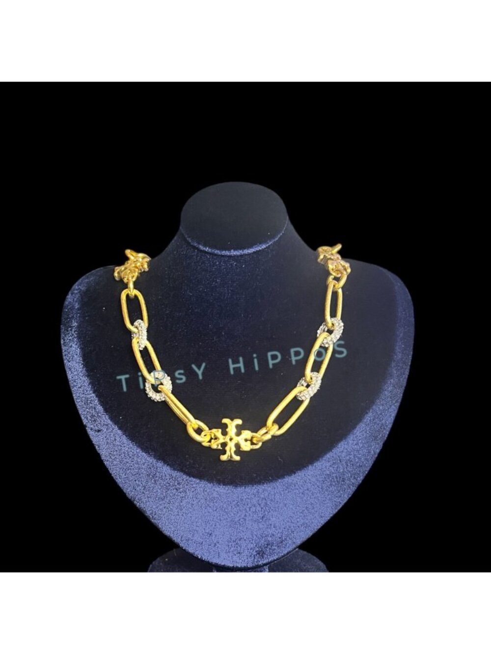 TORY BURCH ROXANNE CHAIN ​​PAVÉ CHUNKY NECKLACE